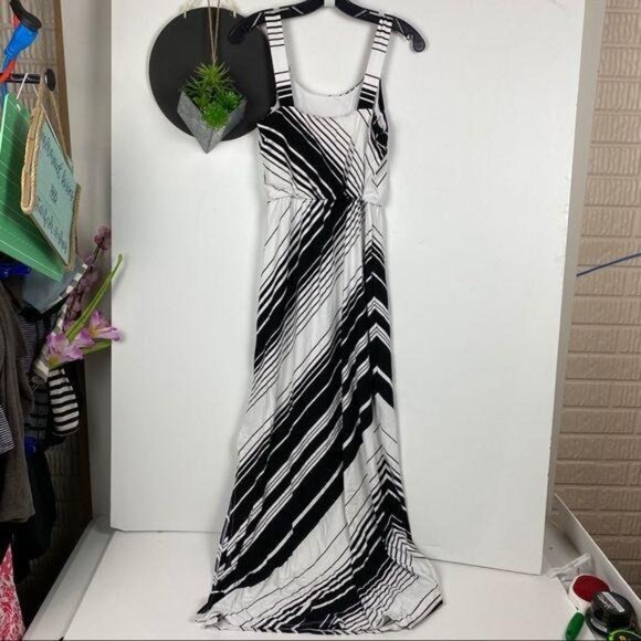 WHBM SLEEVELESS BIAS STRIPE MAXI DRESS XS - Picture 5 of 8